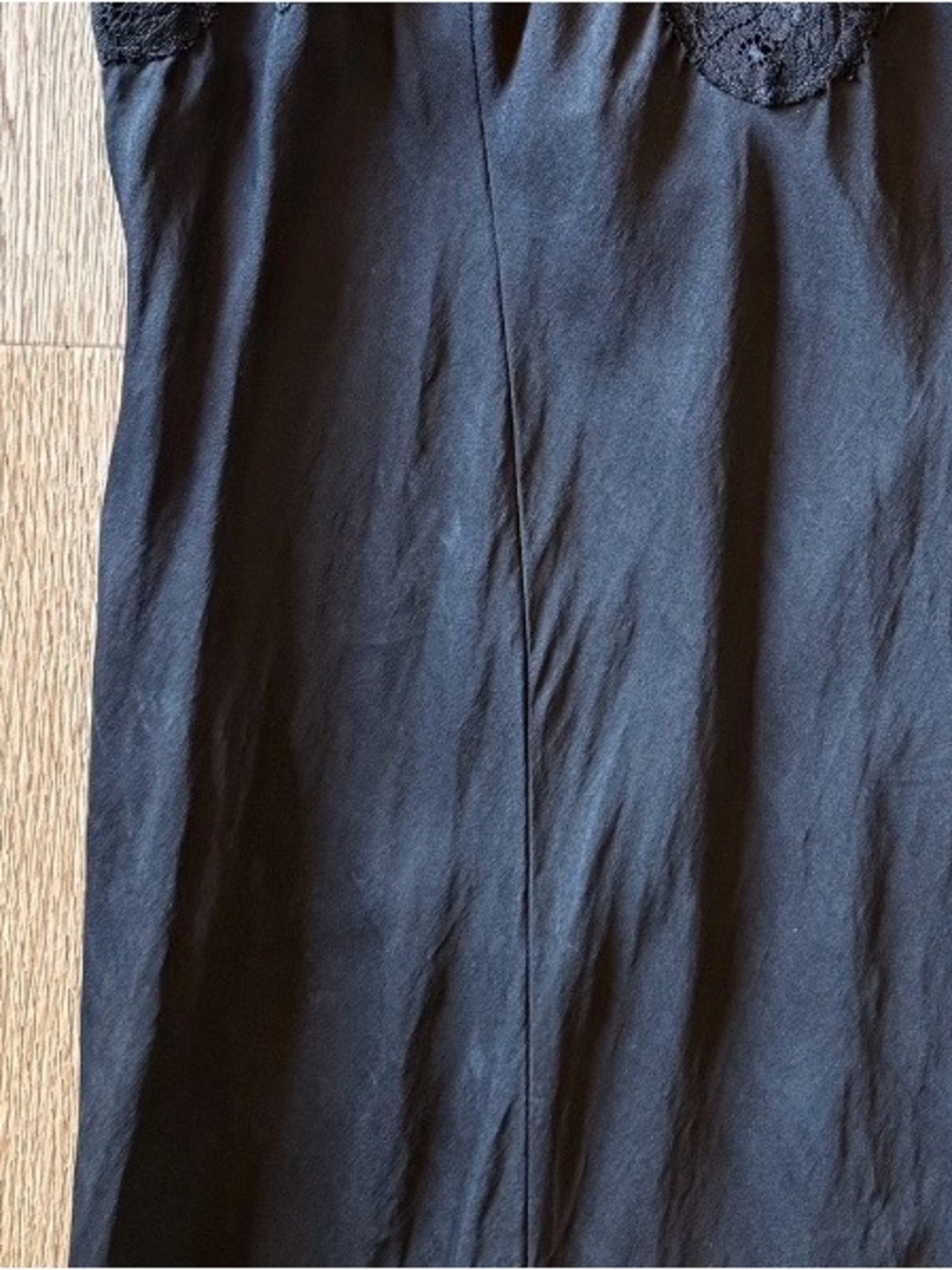 Vintage Victoria's Secret black maxi silk dress with lace trim and slit - Picture 8 of 8